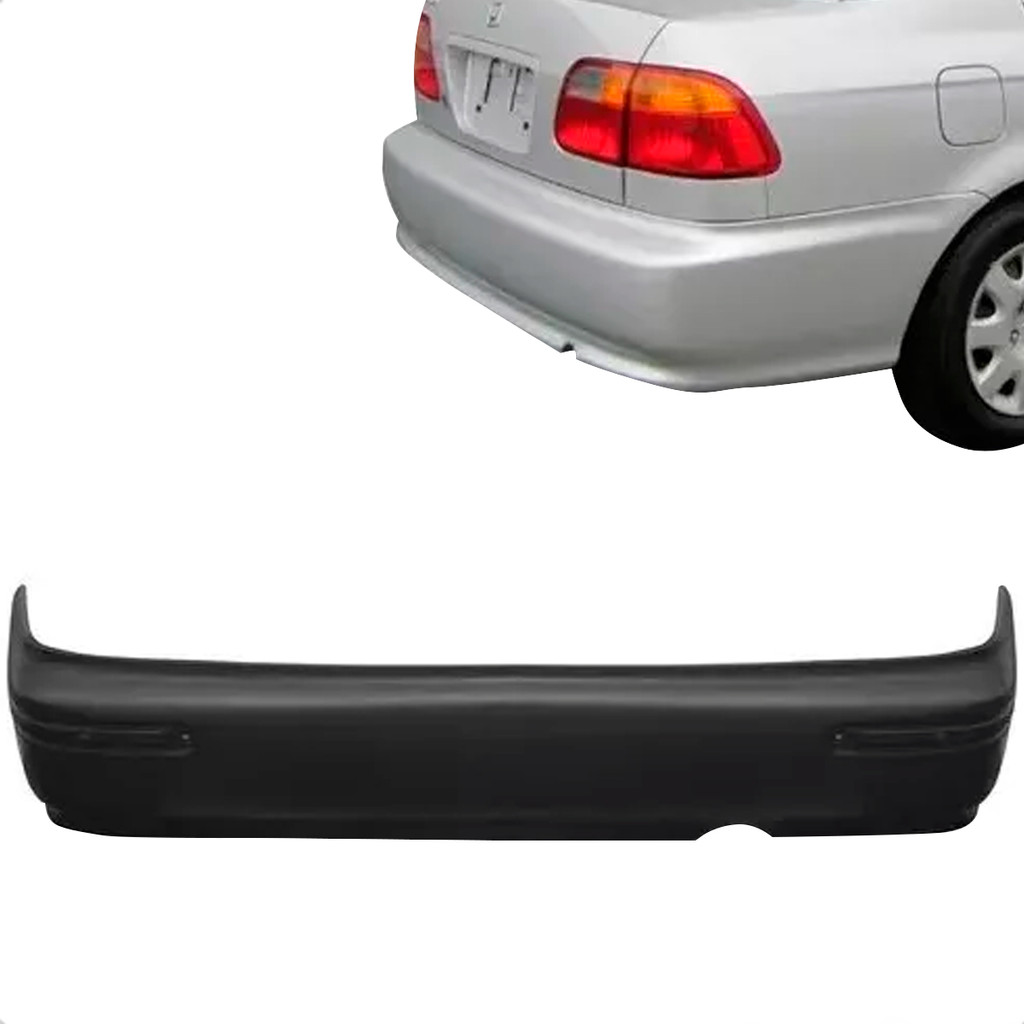 Parachoque Traseiro Civic Sedan 96 97 98 Preto Liso Com Furo Moldura