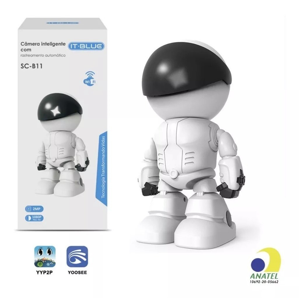 Câmera de Segurança Robô com Resolução Full HD 1080P Visão Noturna 360° SC-B11 em Oferta na Shopee