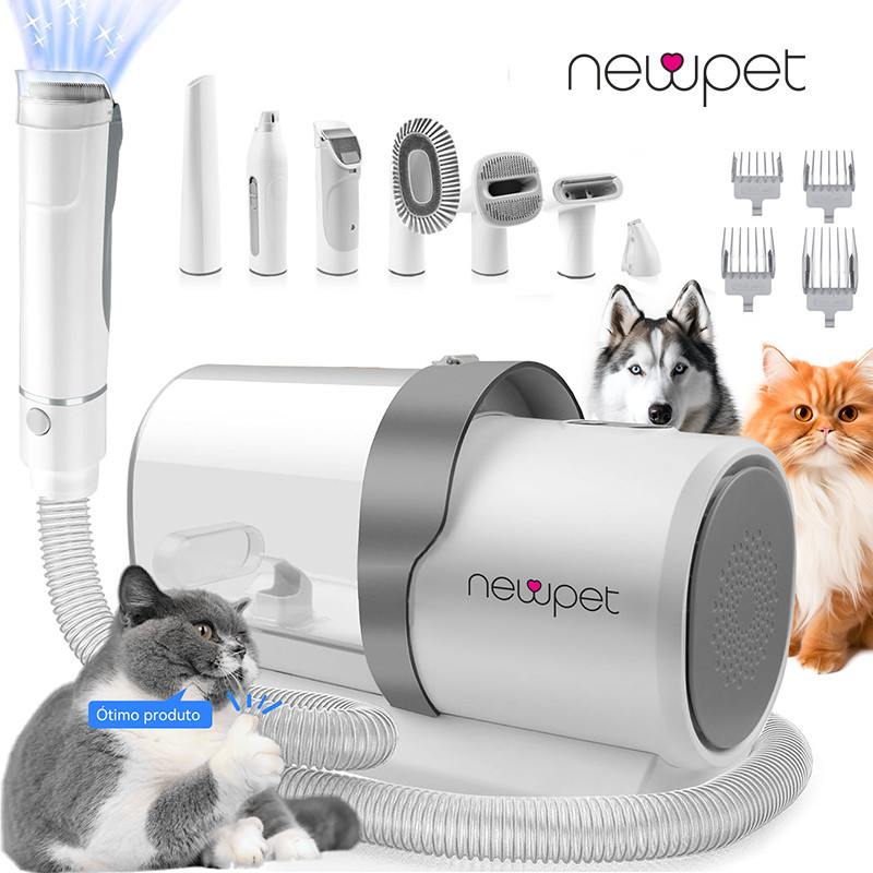 Newpet Pet Clipper Grooming e Vacuum Kit Tecnologia de baixo ruído Pega 99% do cabelo 110-220V em Oferta na Shopee