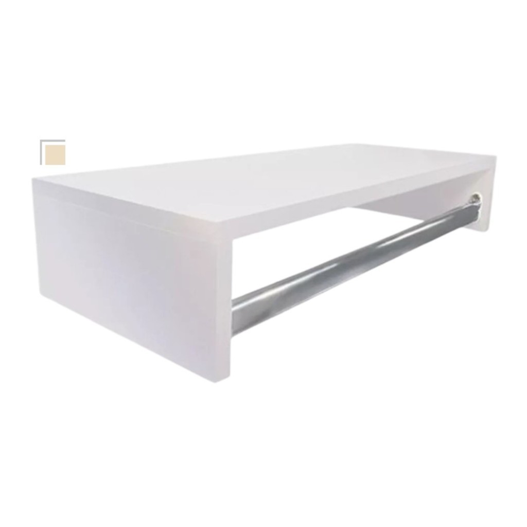 Kit Cabideiro Parede Arara Porta Roupas Quarto Multiuso Cor Branco