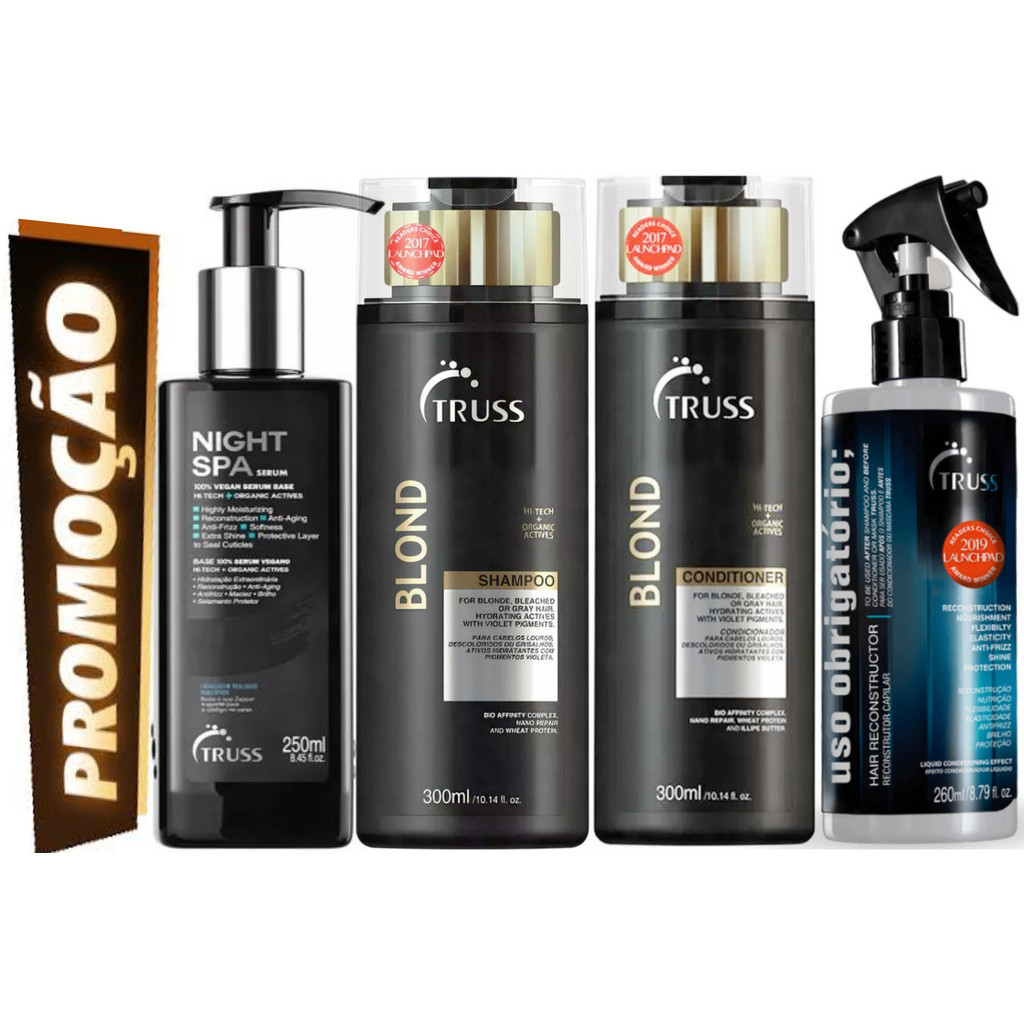 Truss Blond Shampoo e Condic 300ml+Uso Obrigatório+Night Spa