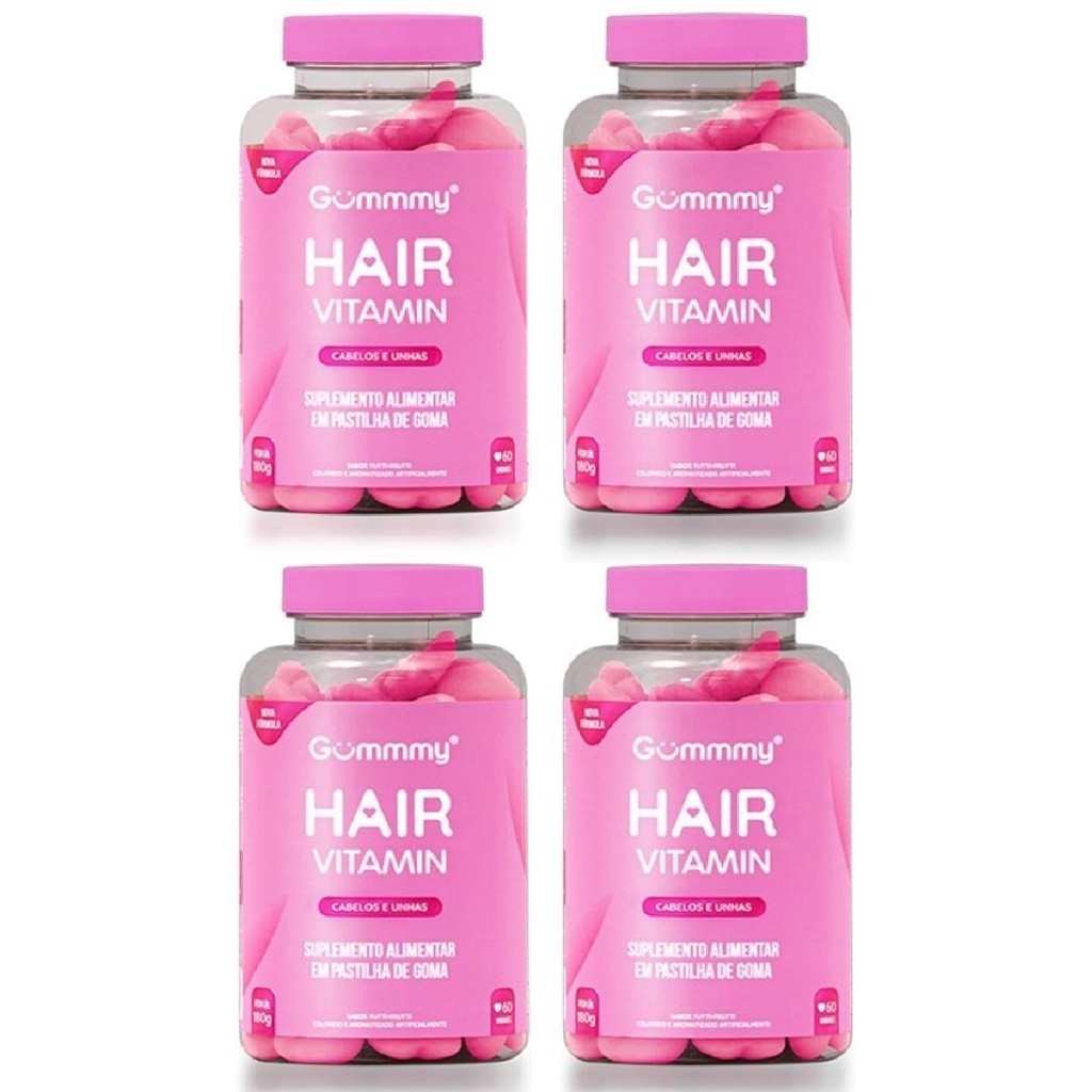 Kit Gummy Hair Vitamin Tutti-Frutti C/ 4Un De 60 Pastilhas