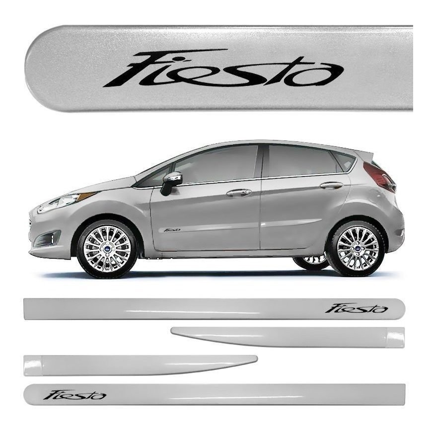 Jogo Friso Lateral Porta Ford New Fiesta Prata Dublin 2013