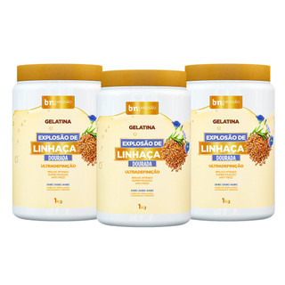 Kit 3x Gelatina Beleza Natural Explosão de Linhaça 1Kg bn.Explosão em Oferta na Shopee