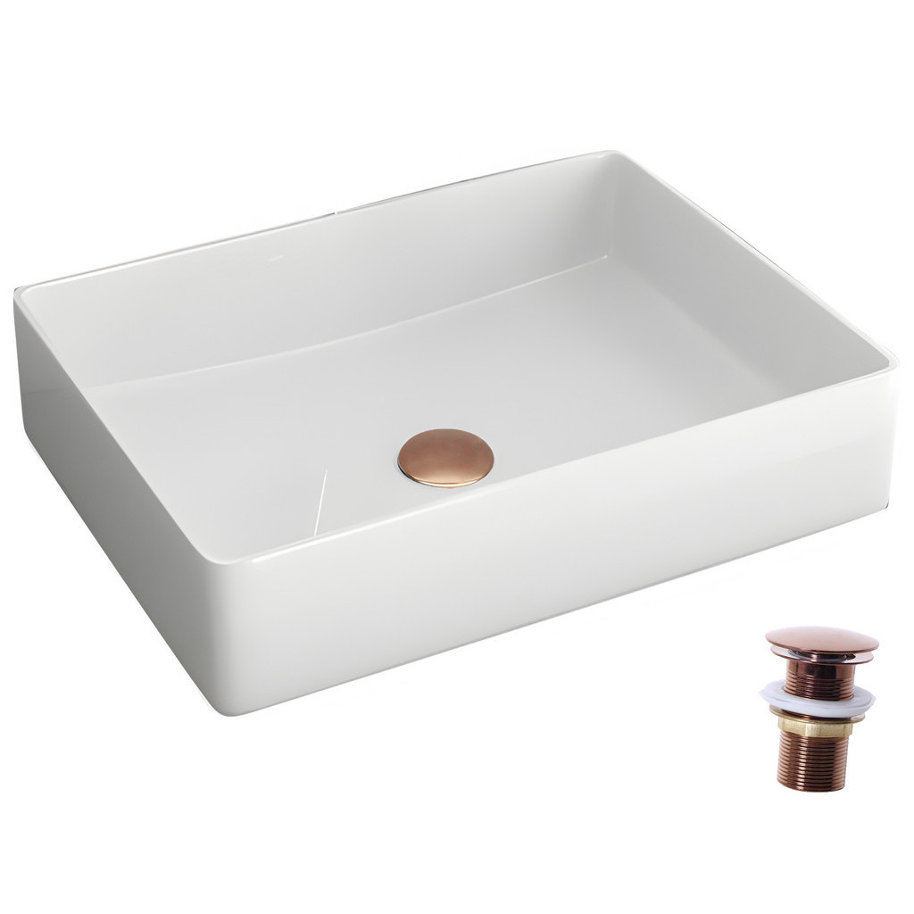 Cuba Para Banheiro Apoio Pia Retangular Lavabo Válvula Click Rosé Gold