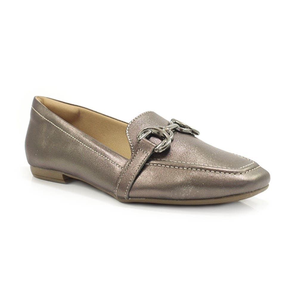 Sapato Loafer Feminino Neftali Metalizado