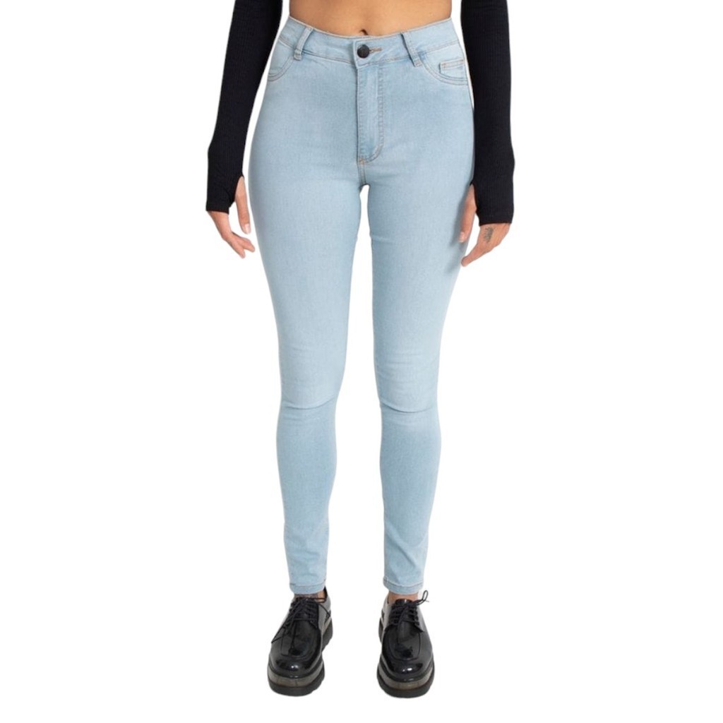 Calça Hot Pant Feminina Skinny Jeans Azul Claro Lady Rock