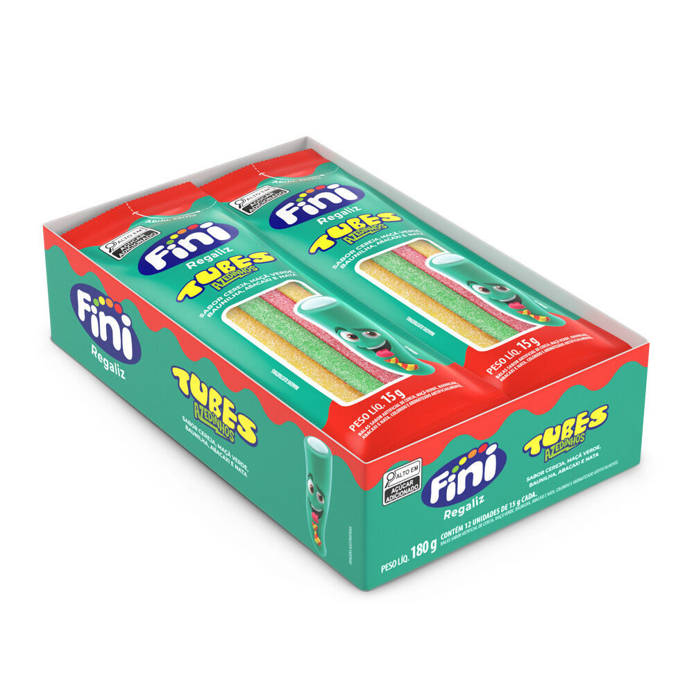 Tubes Três Cores Azedinho Citrico 3 Cores 12 Unidades 15g Três Cores Fini Flex SP