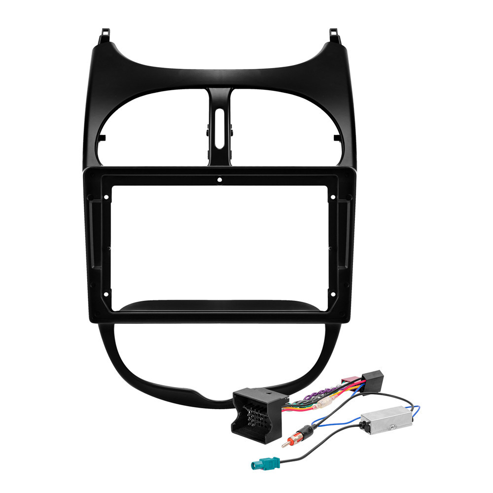 Kit Moldura Painel 9 Pol Peugeot 206 2002 03 04 05 06 07 2008 2009 2010 2 Din Preto Chicote Som Plug Antena em Oferta na Shopee