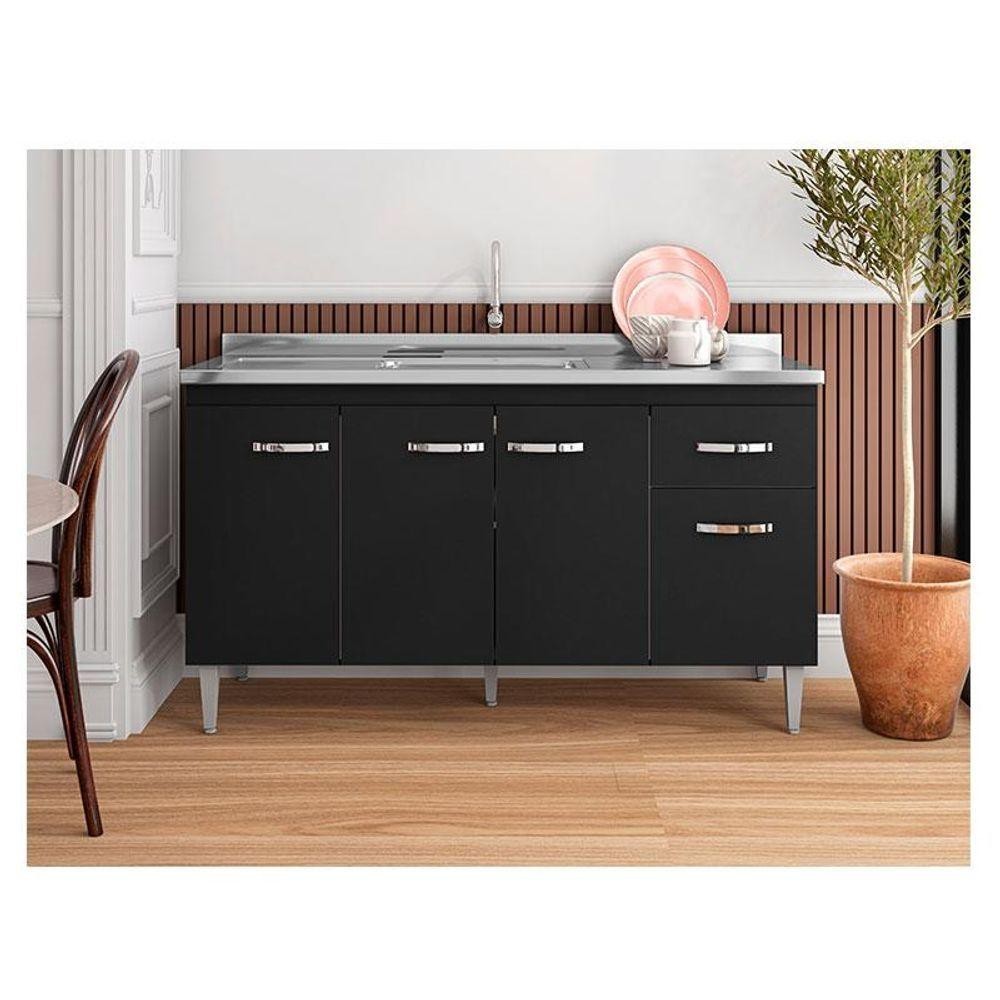 Balcão De Pia Gabriela 150 Cm Preto AJL Móveis em Oferta na Shopee