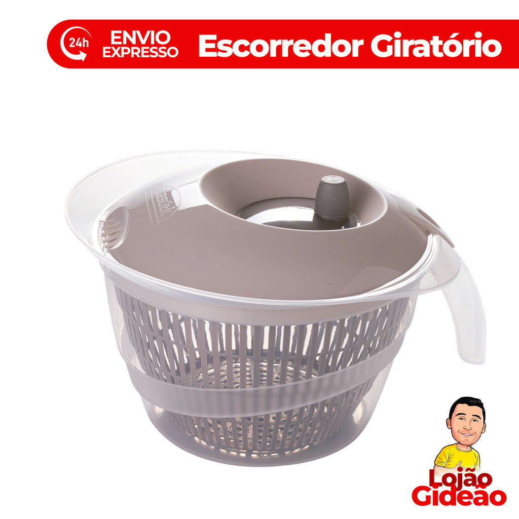 Centrífuga Seca Salada Manual Grande 2,8 Litros Secadora de Verduras Saladas e Folhas Prática 