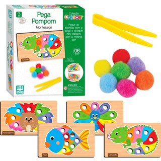 Jogo Educativo Madeira Crescer Pega Pompom Montessori Pedagógico - Nig Brinquedos em Oferta na Shopee