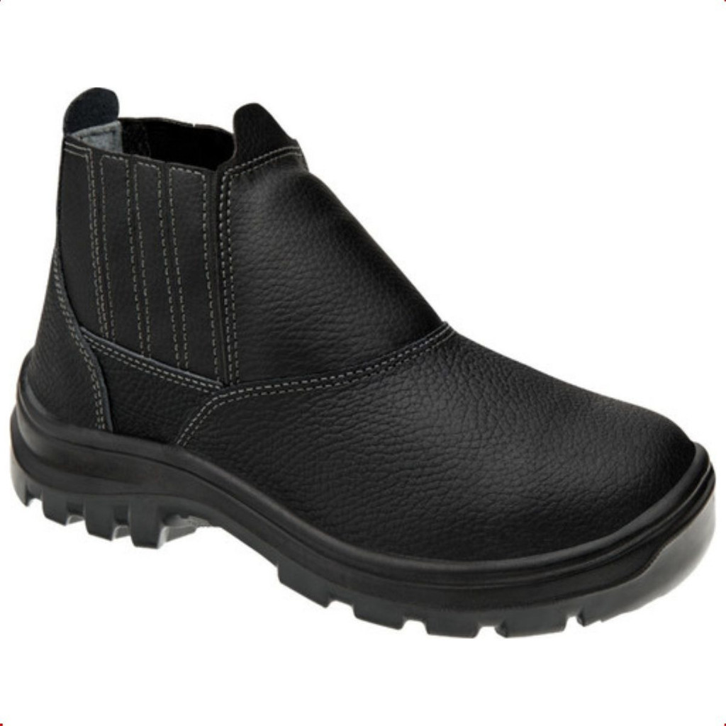 Bota Botina Segurança Vulcaflex Marluvas Solado Bidensidade Biqueira Pvc Ca 43377 Couro Relax Preta