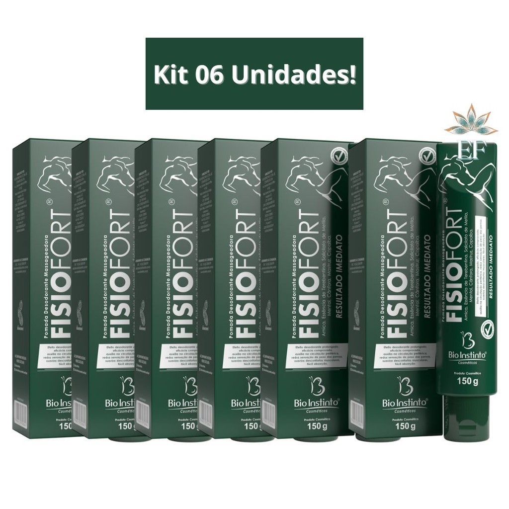Kit 6 Unidades Pomada Massageadora FISIOFORT 150g Bio Instinto