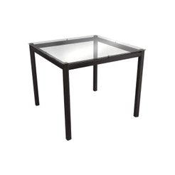 Mesa de Sala Jantar Reno M002 Aço c/Tampo de Vidro 90X90cm Preto - Kappesberg