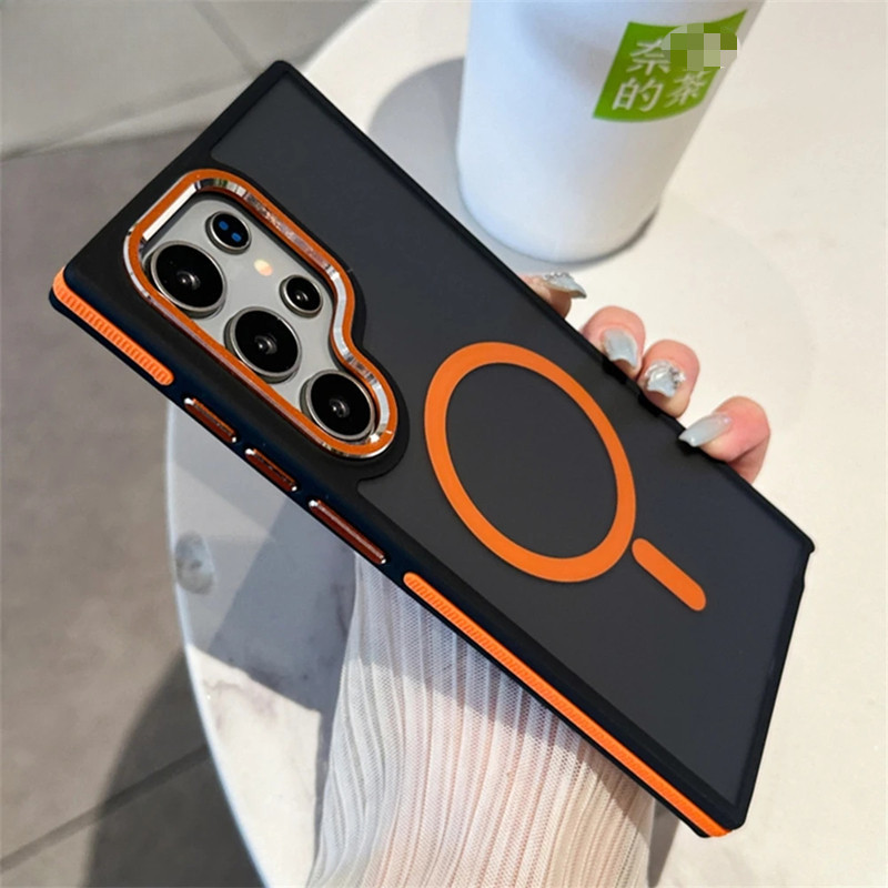 Capa Magnética Dupla Cor De Luxo Fosca Para Telefone Samsung Galaxy S24 S23 S22 Ultra S23 Plus S23FE 24 + Sem Fio em Oferta na Shopee