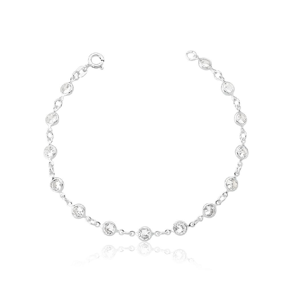 Pulseira Inteira em Zircônias Redondas Prata 925 em Oferta na Shopee