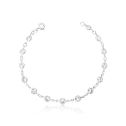 Pulseira Inteira em Zircônias Redondas Prata 925