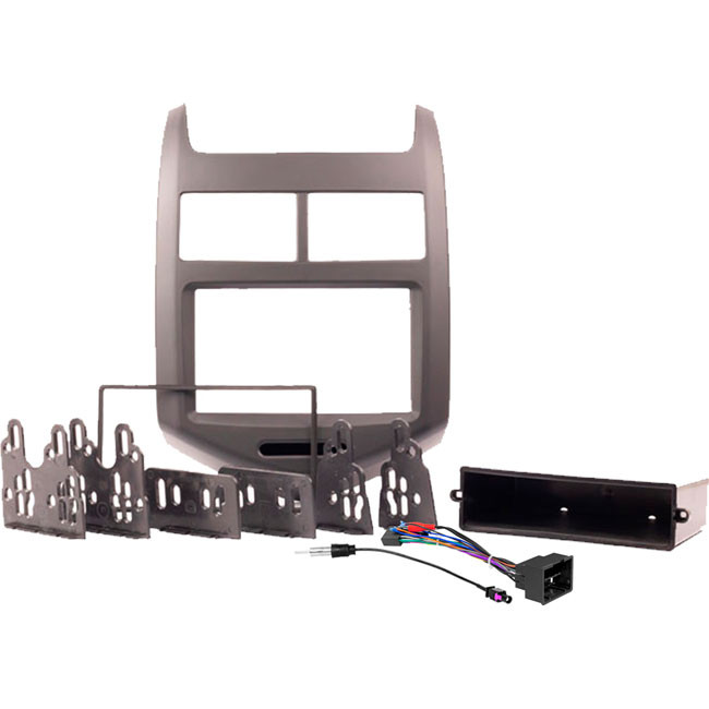 Kit Moldura Painel 7 Pol Sonic 2012 2013 2014 2015 2016 2017 2018 2 Din Preto Chicote Som Plug Antena Japonês Chinês