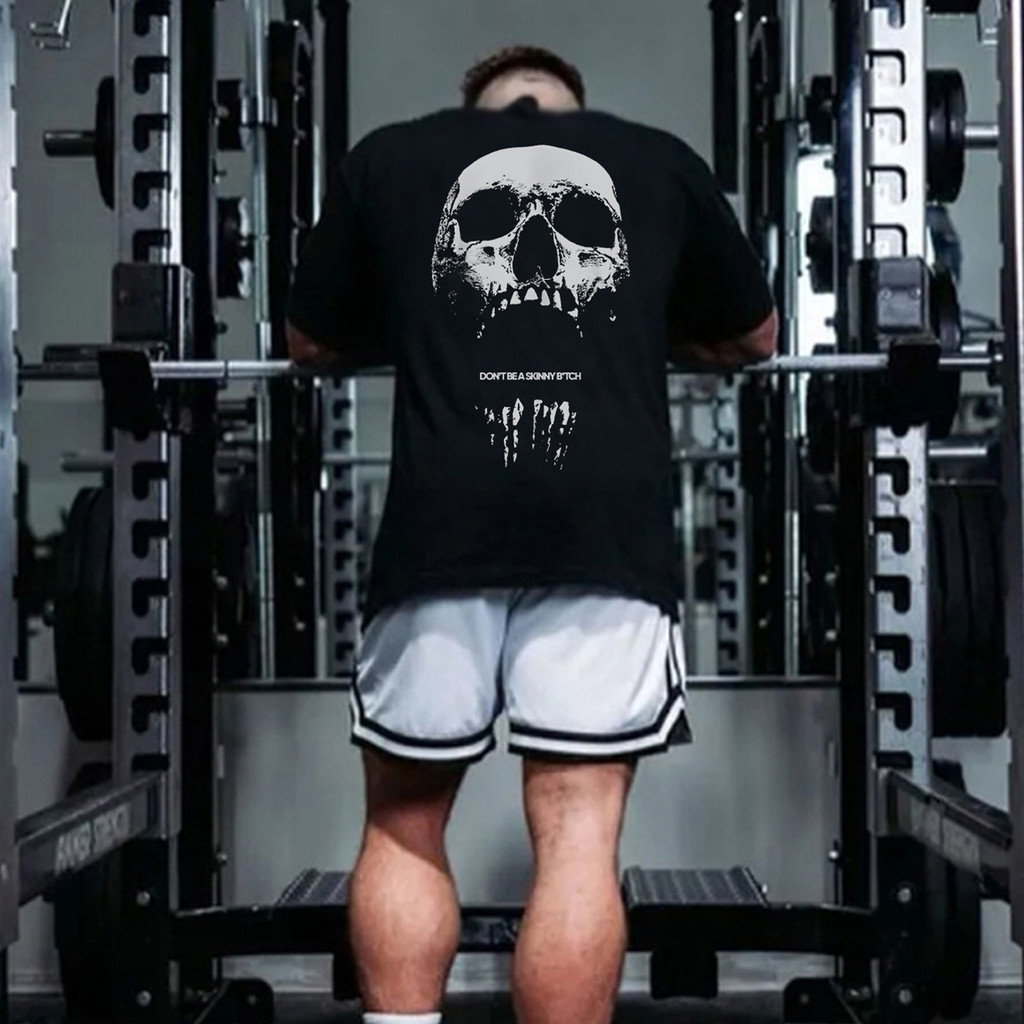 Camiseta Bum Caveira Larga Musculação Academia Bodybuilder Oversized Treino Premium