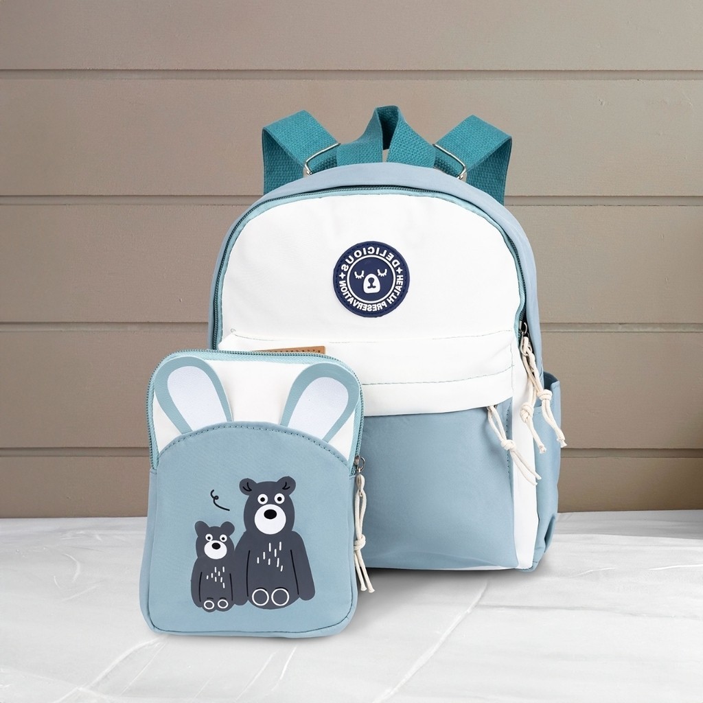 Kit Mochila e Porta-Objetos Infantil Escolar com Estampa de Urso Conforto Resistência e Qualidade