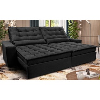Sofá Retrátil e Reclinável 2,32m Molas Ensacadas Cama inBox Catar Velusoft Preto em Oferta na Shopee