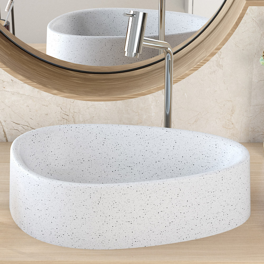 Detalhes do Cuba de Apoio Gota Para Banheiro Lavabo C01 BG43W Branco Granit Matte  - Lyam