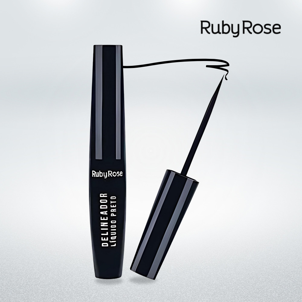 Delineador Líquido Preto Ponta Fina Ruby Rose Olho Gatinho Resistente À Água Secagem Rápida Traço Fino Delicado