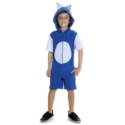 Fantasia Sonic Infantil Com Capuz - Confortável E Divertida