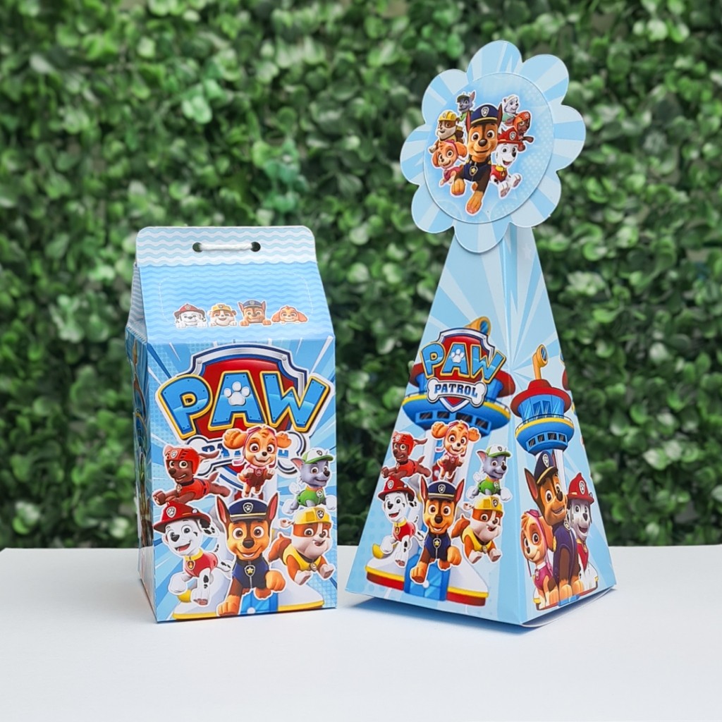 Kit 10 Caixinhas Lembrancinha Patrulha Canina | 5 Caixa Milk + 5 Caixa Pirâmide em Oferta na Shopee