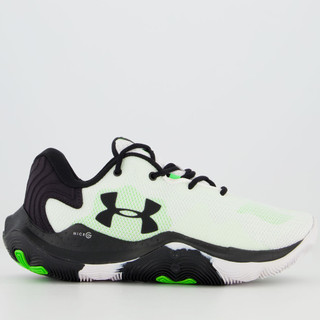 Tênis Under Armour Buzzer Branco e Verde em Oferta na Shopee