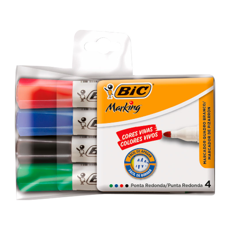 Pincel para quadro branco Marking com 4 cores 891683 Bic em Oferta na Shopee