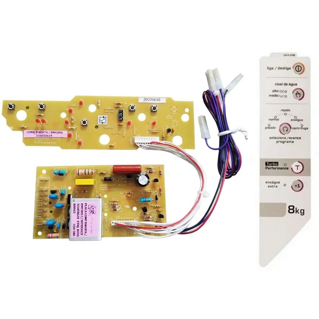 Placa Compatível Lavadora Brastemp Bwc08a 8kg Turbo  Adesivo W10206120 326050619 326050620 326050621