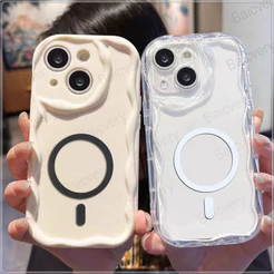 Para Tecno Spark GO 2025 POP 9 1 Com Adesivo Magnético Design De Borda Ondulada Capa De TPU