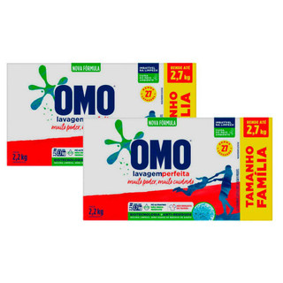 Sabão Em Pó Omo Lavagem Perfeita 2.2kg com 2 Unidades em Oferta na Shopee