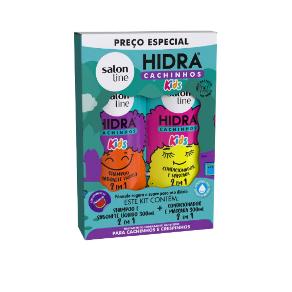 Kit Salon Line Shampoo e Condicionador Hidra Kids Cachinhos 300ml