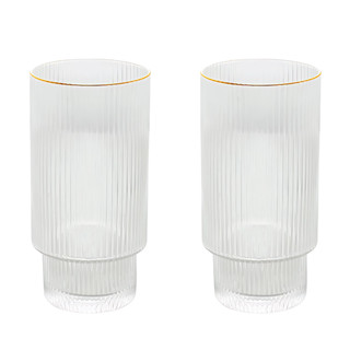 Jogo 2 Copos Altos 400ml Cristal Canelado Suco Água Borda Dourada Fio De Ouro Lines Wolff em Oferta na Shopee