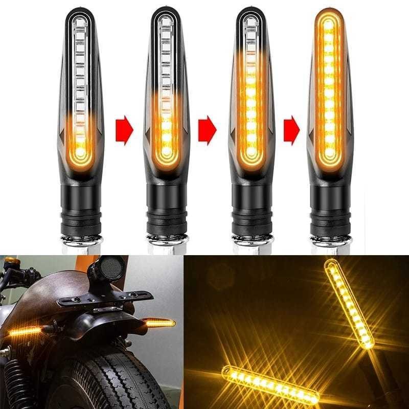 Kit Peças Pisca Palito Slim Led Sequencial Esportiva Para Moto Amarelo Universal 12V