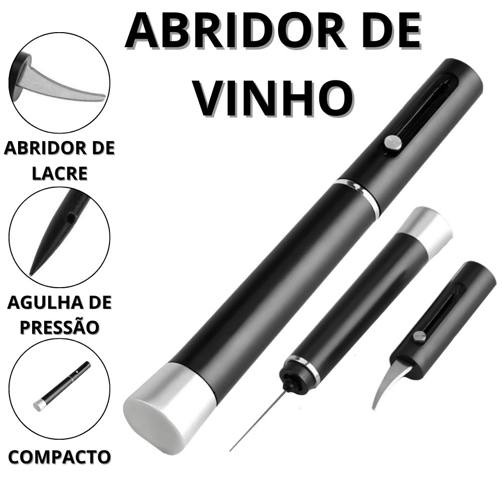 Abridor De Vinho Pressão Saca Rolha Manual Abrido De Garrafa Cozinha Casa Garrafas Vinhos