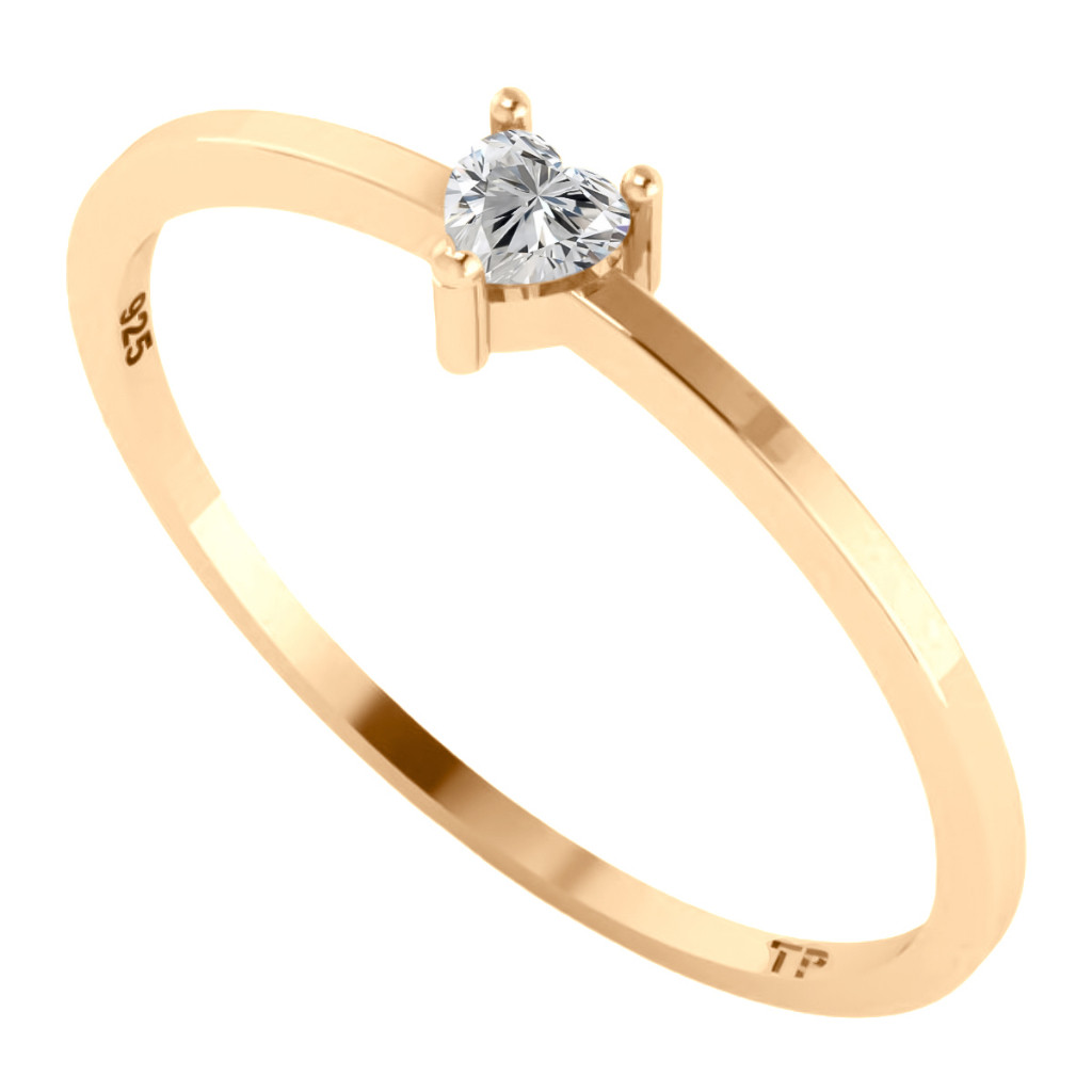 Anel Solitário Coração Zircônia - Prata 925 Dourada Ouro 18k - Exclusivo em Oferta na Shopee