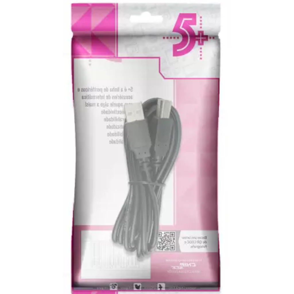 CABO USB 2.0 - USB A MACHO + USB B MACHO 2.0 - 2M - PRETO