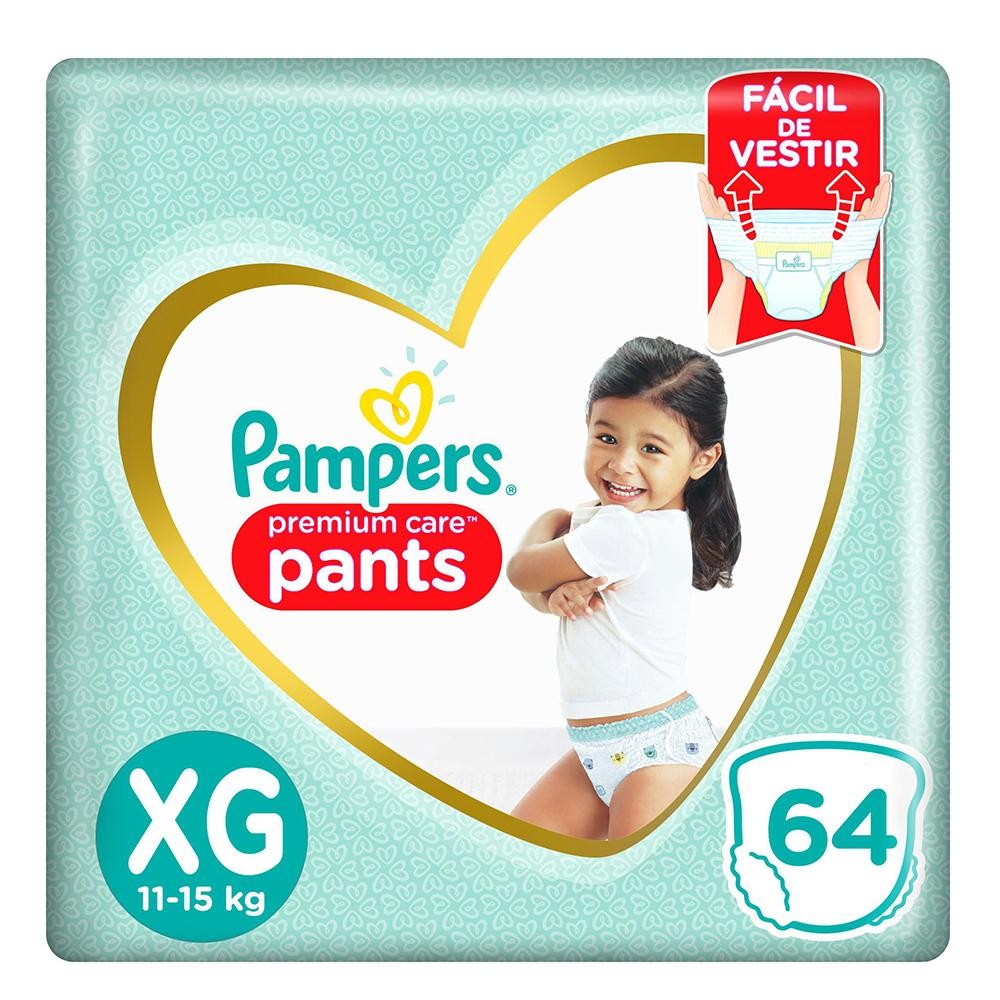 Fralda Pampers Premium Care Pants Top Tamanho XG com 64 unidades em Oferta na Shopee