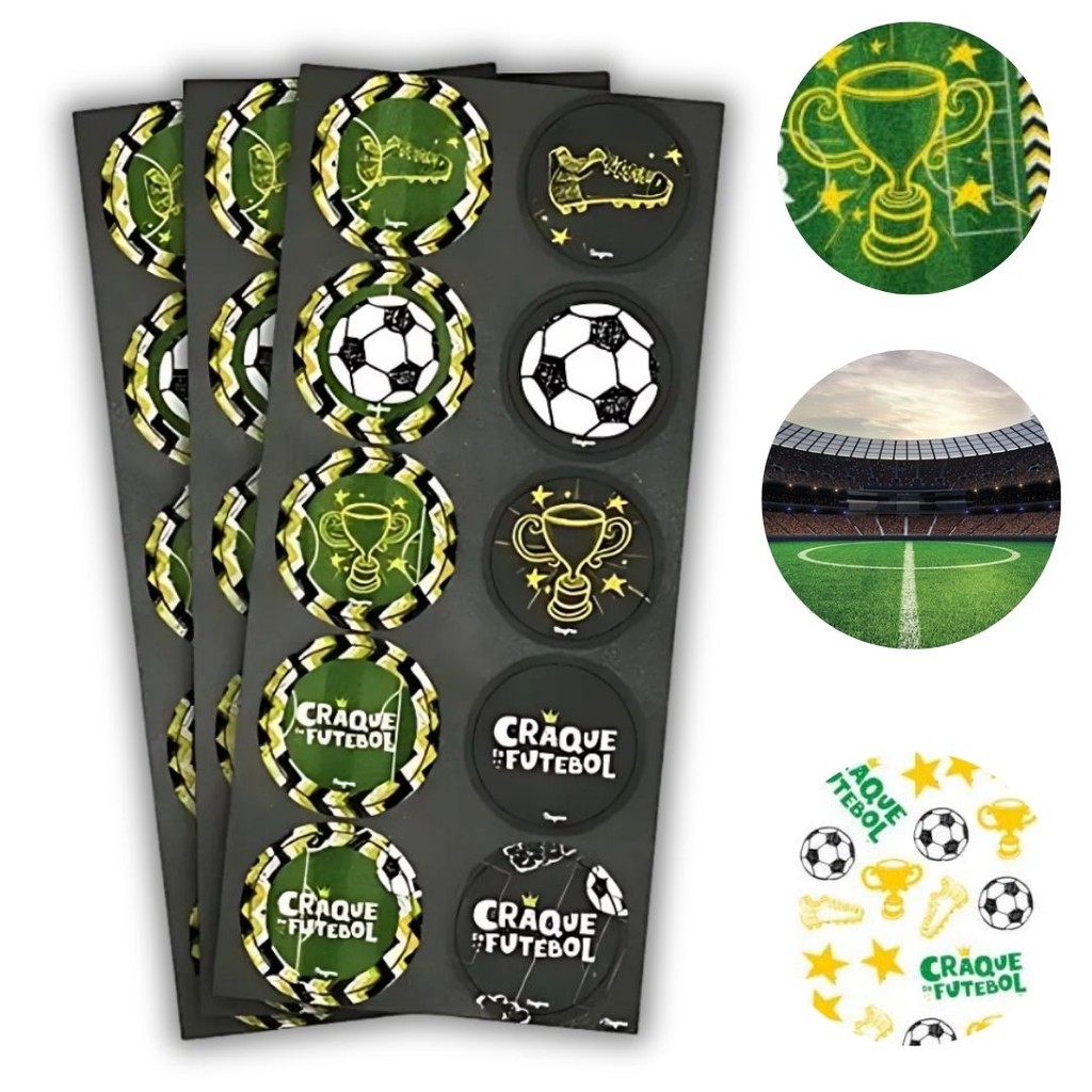 30~120 ADESIVO FUTEBOL  REDONDO.  Regina em Oferta na Shopee