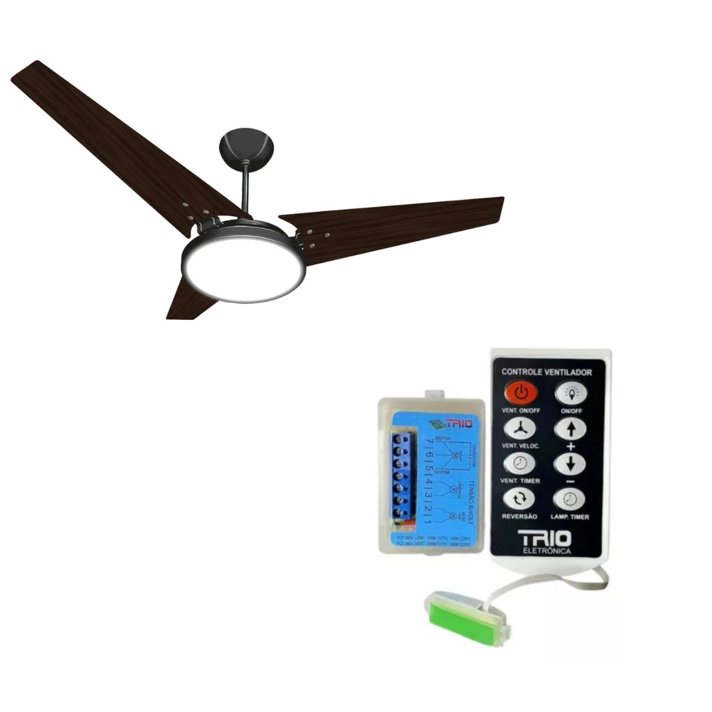 Ventilador Teto Itacaré Ventex 127V Tabaco + Controle Trio