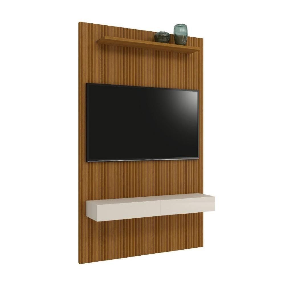 Painel TV Até 55" Ripado Egeo Com Nicho 1,35m Cedro em Oferta na Shopee