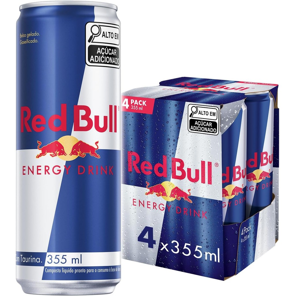Red Bull Energy Drink Pack com 4 Unidades 355ml em Oferta na Shopee