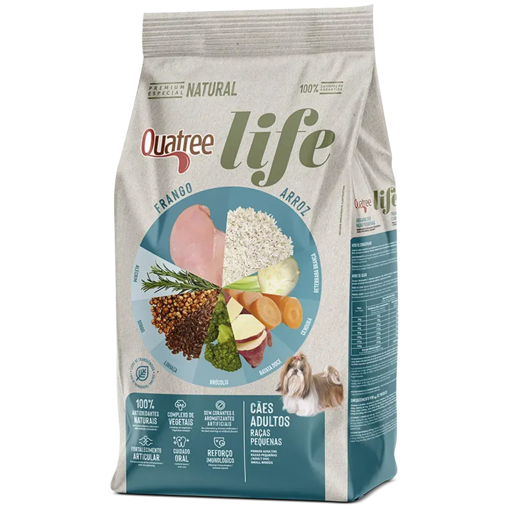 Ração Quatree Life Cães Adultos Raças Pequenas sabor Frango e Arroz 10kg