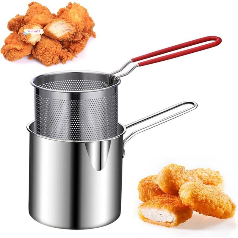 [Hot]Frigideira Fritadeira Com Cesta De Aço Inoxidável Para Fritar Peixes Camarão Frango E Batatas Fritas