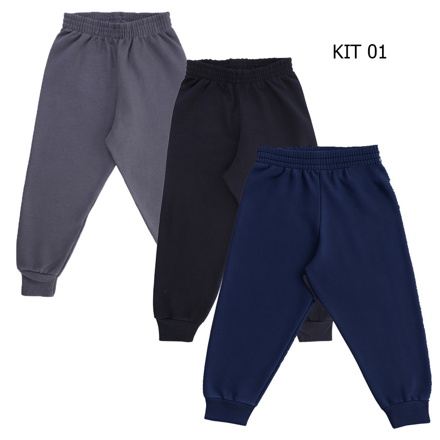 Kit Calça Moletom Infantil Flanelada Marlan 04 ao 08- 03 peças em Oferta na Shopee