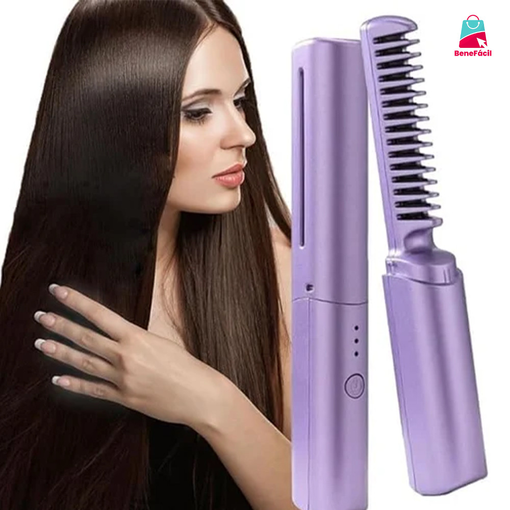Escova De Alisamento Capilar Alisador De Cabelo Aquecido Recarregável Mini Pente Portátil yushua3br Rápido em Oferta na Shopee